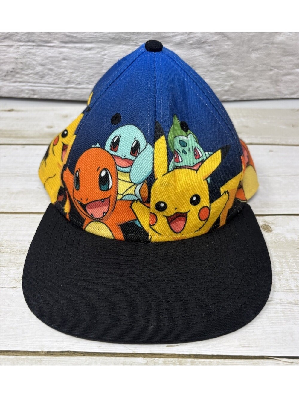 Pokemon Bioworld Snapback Hat 2015 Pikachu Charmander Squirtle Bulbasaur OSFM
